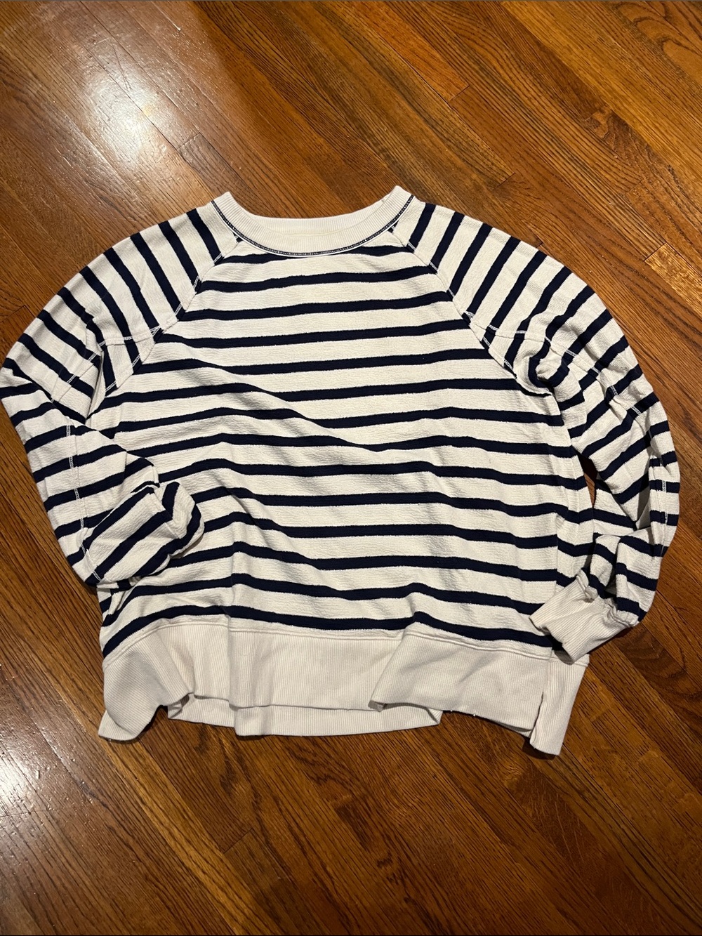 Aerie Striped Crewneck Pullover Sweater - Navy & Cream